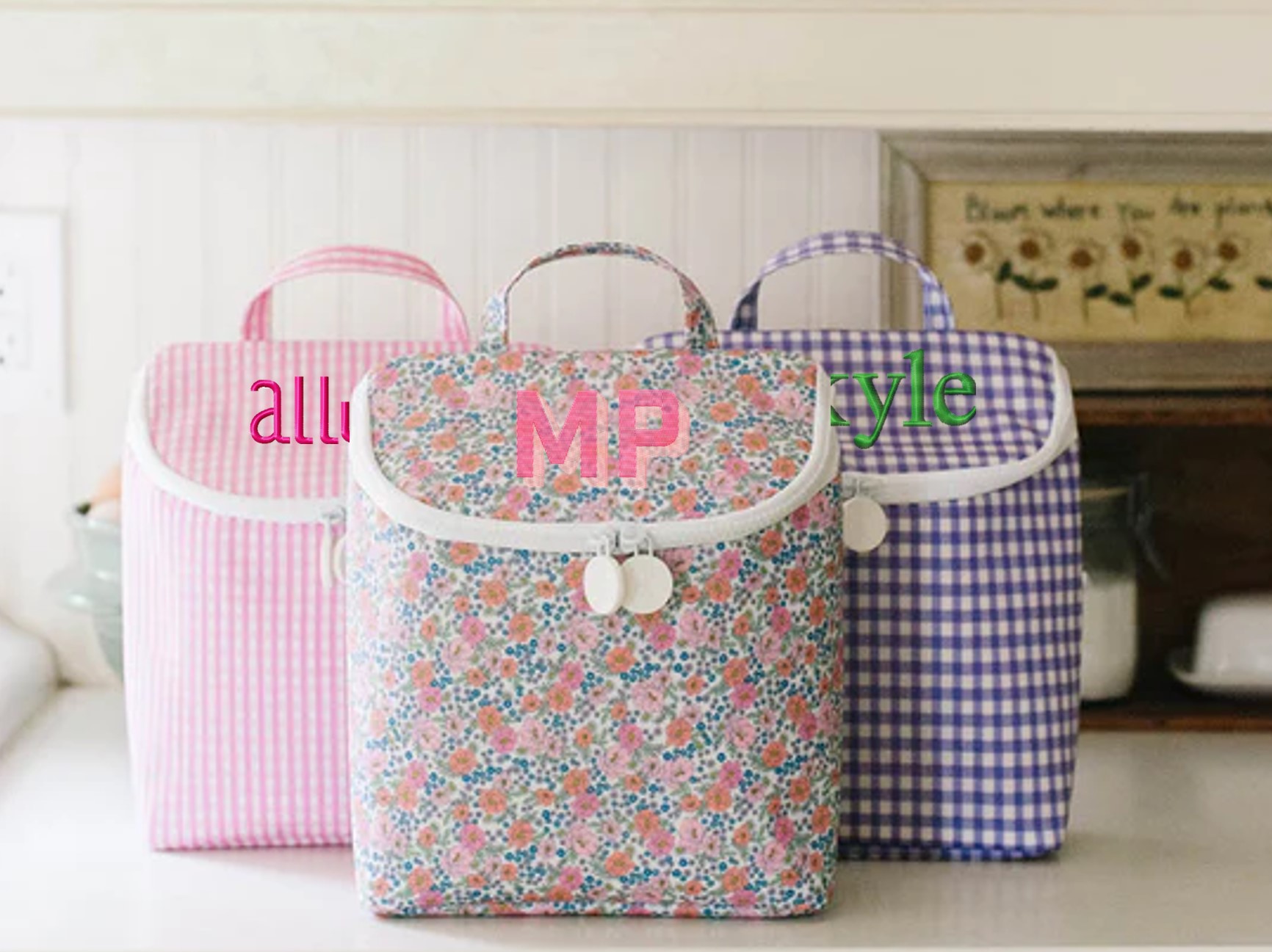 Embroidered Personalised Kids Lunch Bag, Insulated Lunch Box for